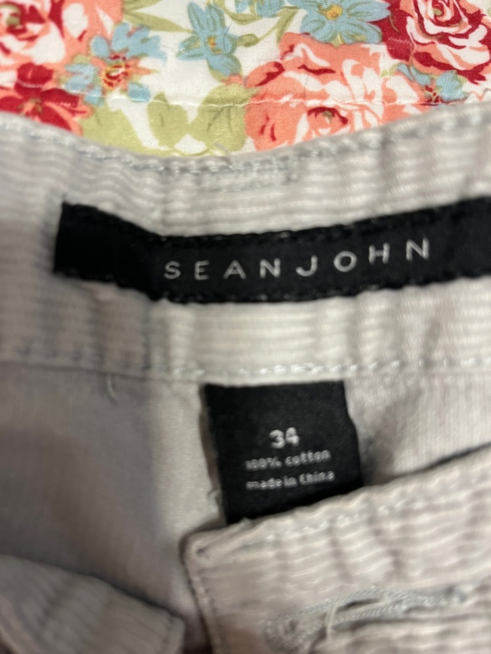 Sean John Light Gray Corduroy Men's Pants - Picture 2 of 6